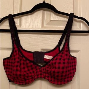 Red and black bra